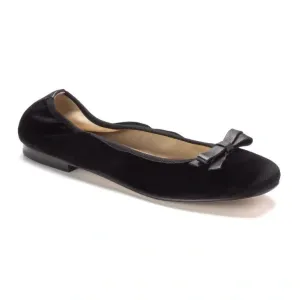 1376 - Black Velvet Flats for Girl by London Kids