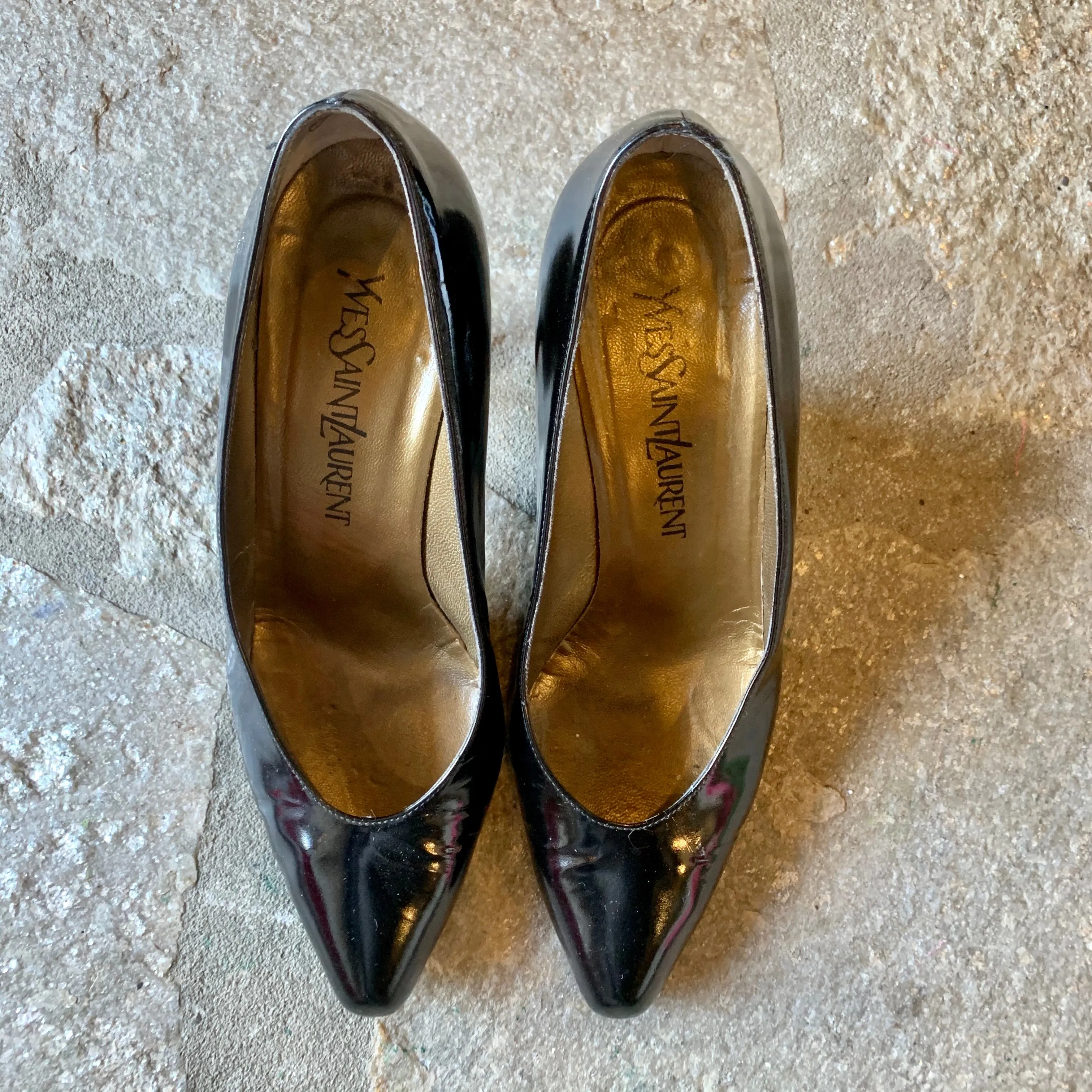 1980s Yves Saint Laurent Black Patent Pump