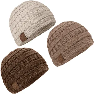 3-Pack Warmzy Baby Beanies (Pecan, M)