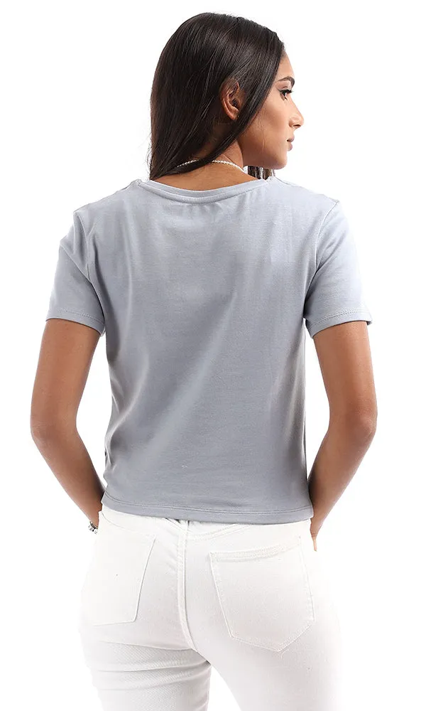 94708 Essential Plain Greyish Blue Round Tee