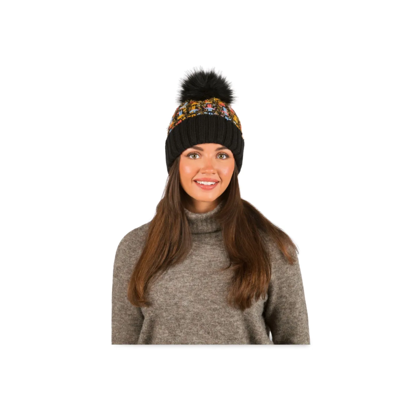 ABB0802 - CHUNKY KNIT BEANIE WITH FAUX POM AND LINING