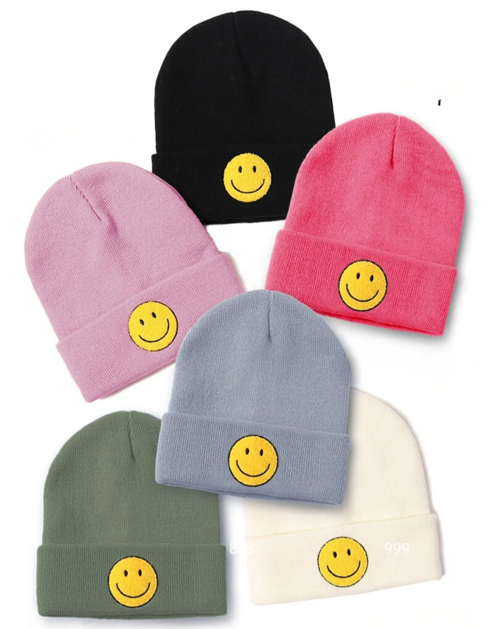 ABB211 - Smiley Face Patch Beanie