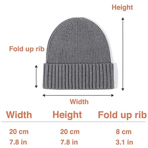 accsa 2 Pack Winter Knit Beanie Hat for Men Women Winter Stretchy Hats for Women Soft Warm Unisex Cuffed Beanie Black and Grey