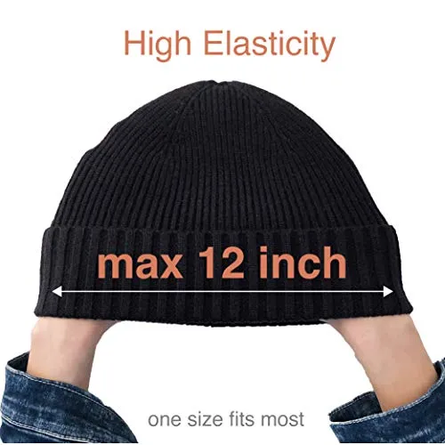 accsa 2 Pack Winter Knit Beanie Hat for Men Women Winter Stretchy Hats for Women Soft Warm Unisex Cuffed Beanie Black and Grey