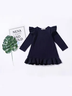 Autumn Baby Toddler Girls Ruffled Long Sleeves One -piece Dress