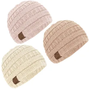 Baby Knitted Beanie - 3 Pack (Pale)