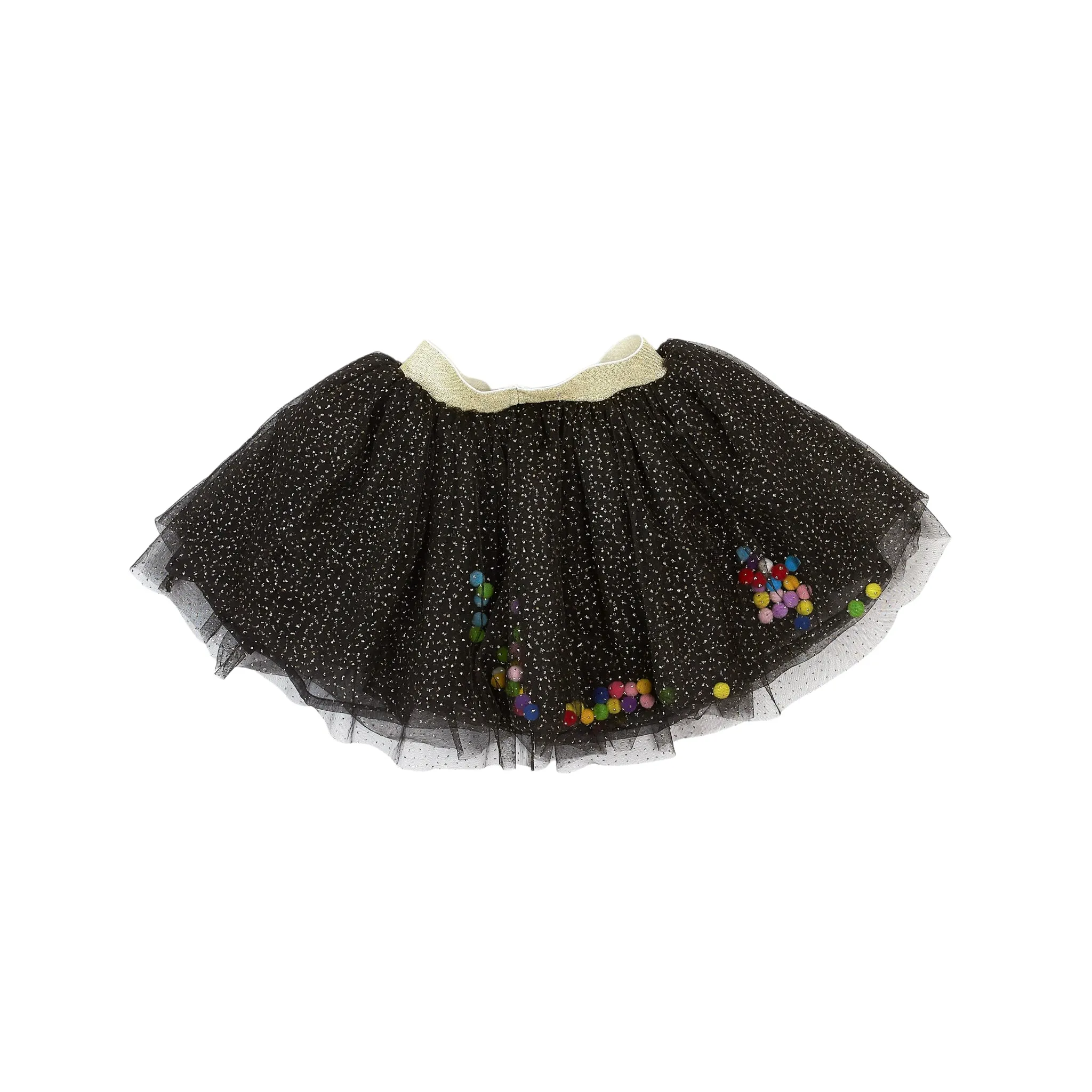 Black Pom Poms Skirt