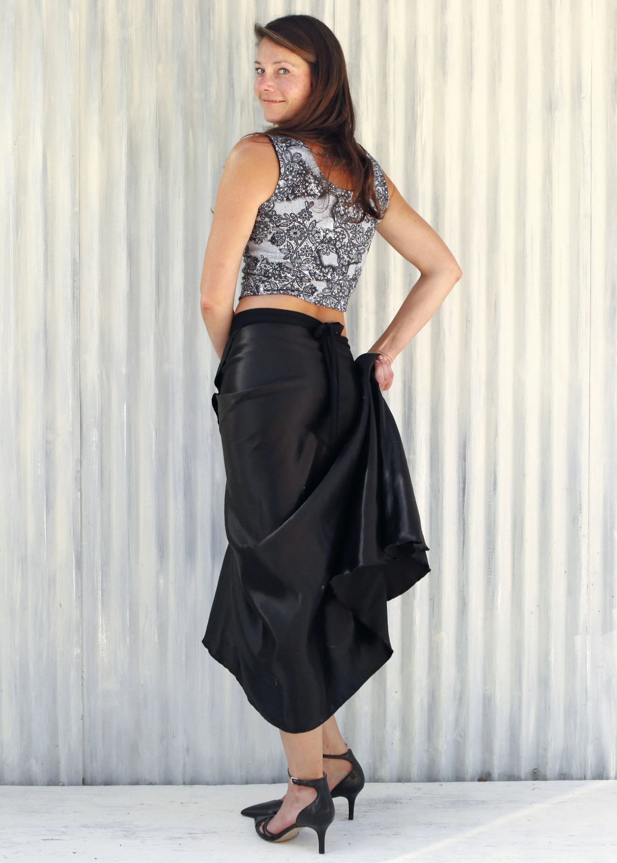 Black Velda Wrap Skirt