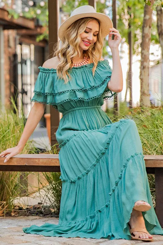 Bohemian Rhapsody Off the Shoulder Maxi Dress