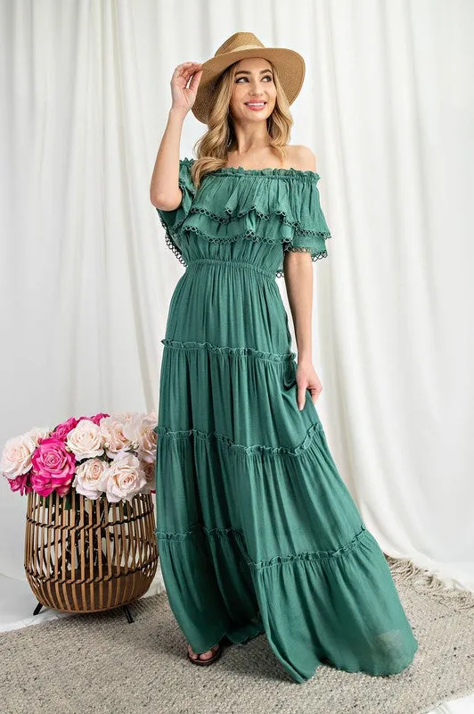 Bohemian Rhapsody Off the Shoulder Maxi Dress