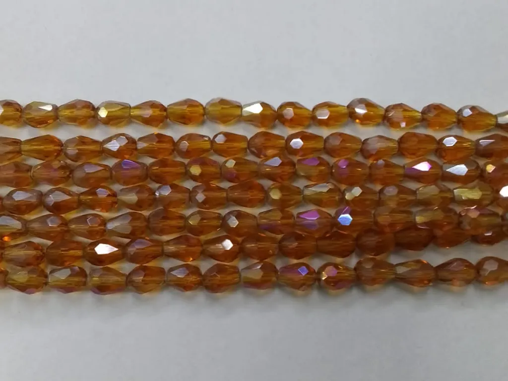 Brown Drop Crystal Glass Beads (Wholesale)