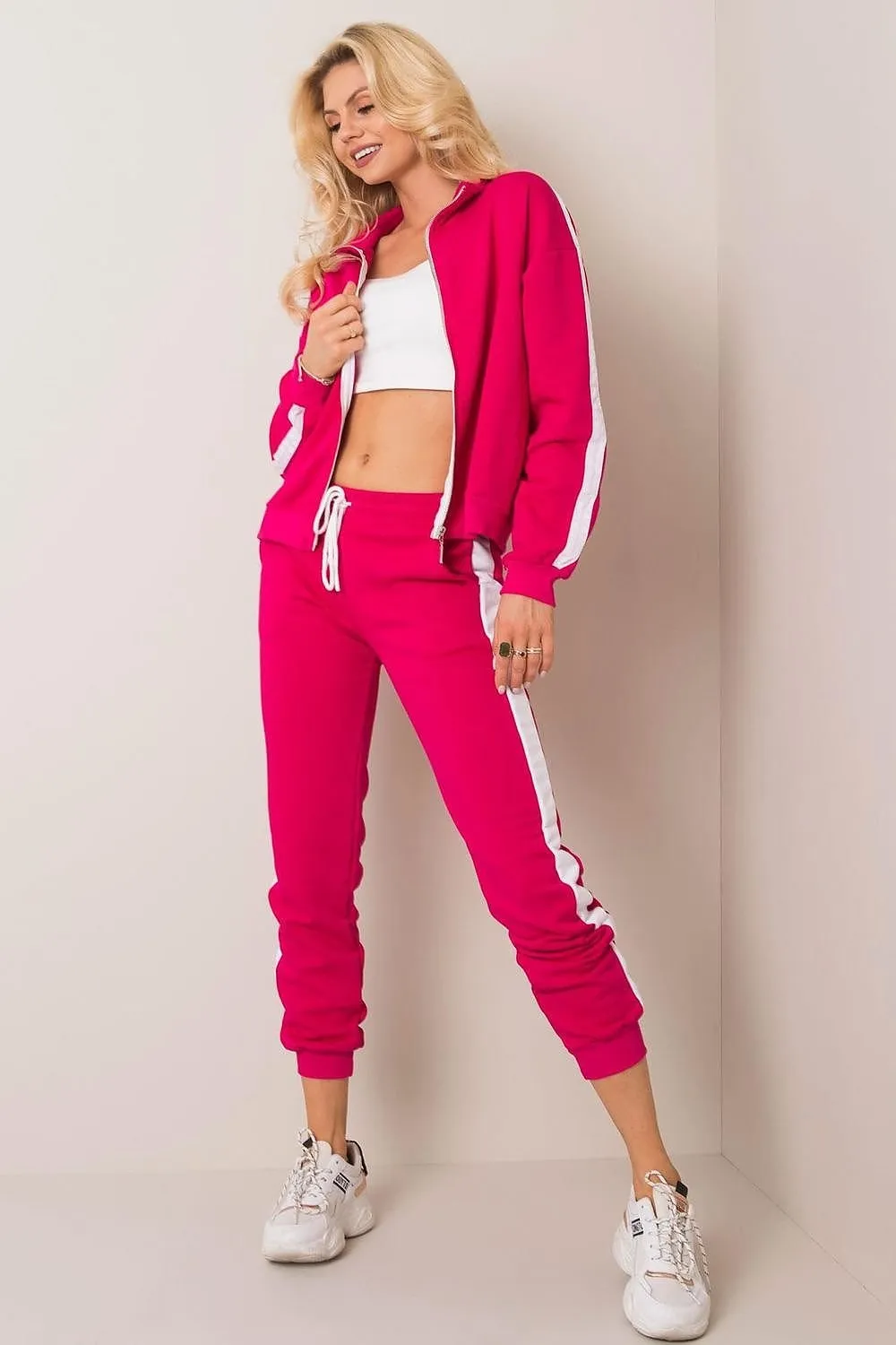 Chic Piped Zip-Up Sweatshirt and Joggers Ensemble for Ultimate Comfort