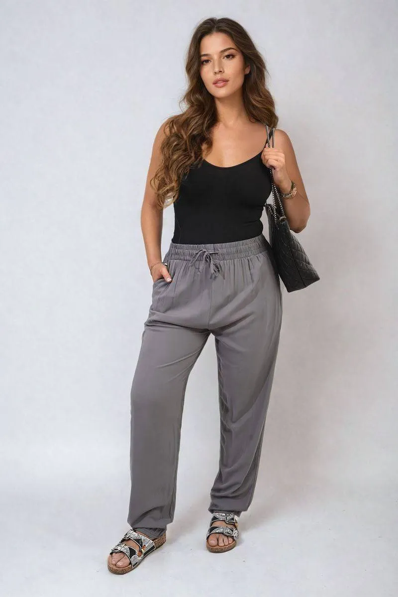 Drawstring High Waist Trouser with Side Pockets