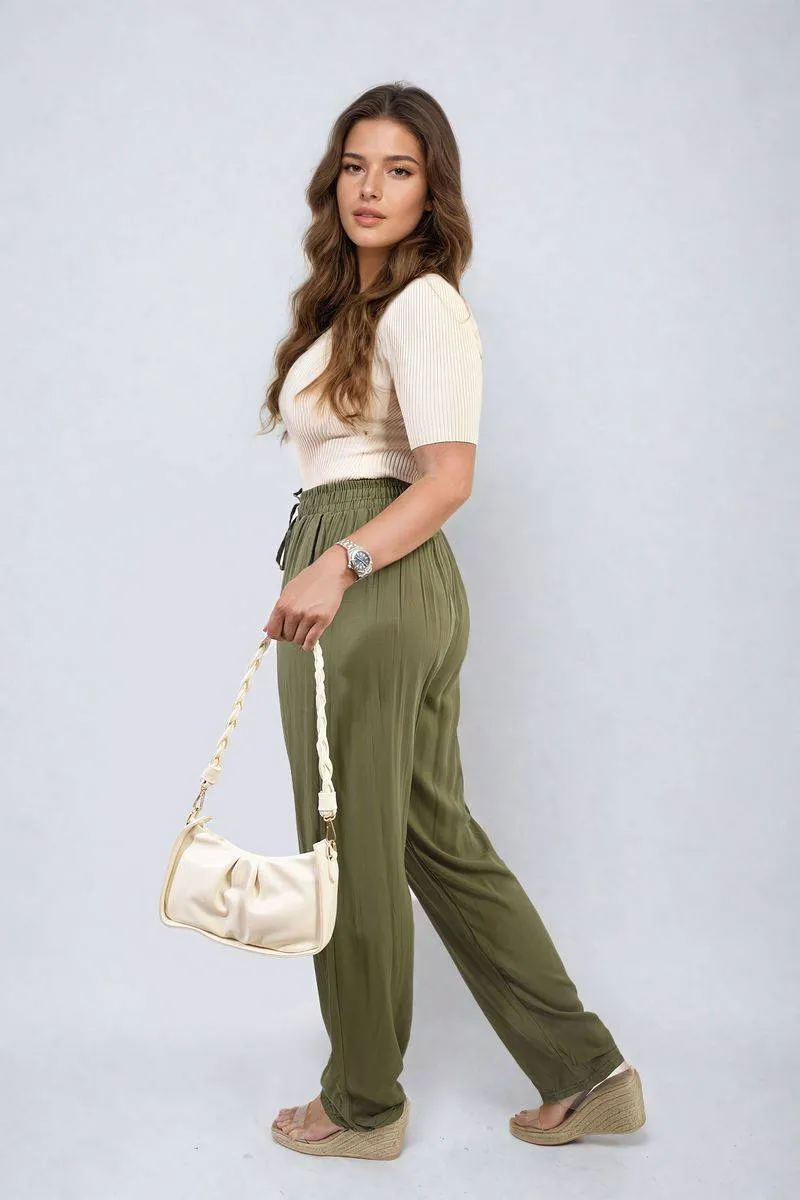 Drawstring High Waist Trouser with Side Pockets