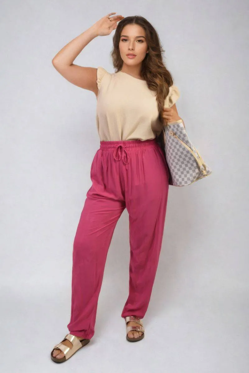 Drawstring High Waist Trouser with Side Pockets