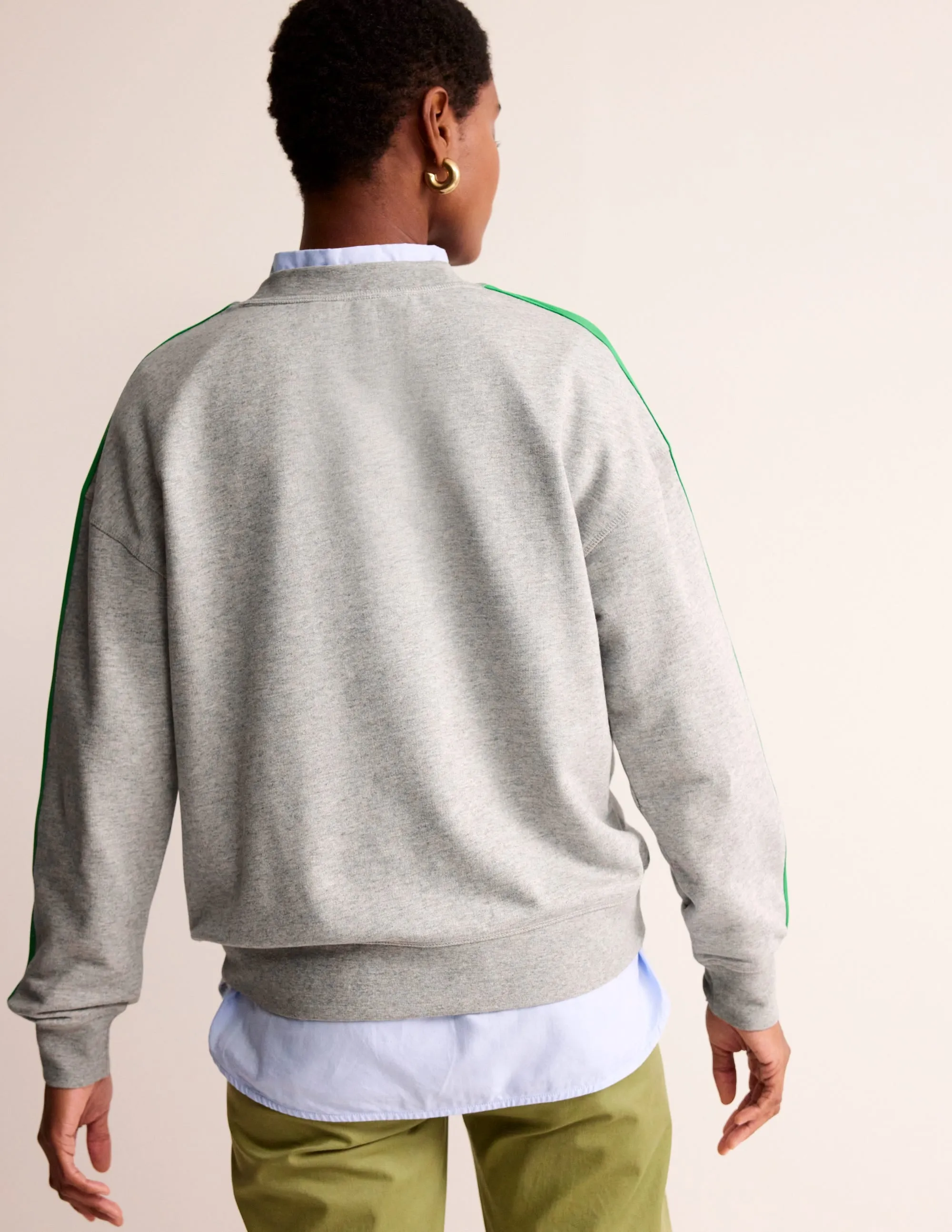 Drop Shoulder Sweatshirt-Grey Neon Stripe