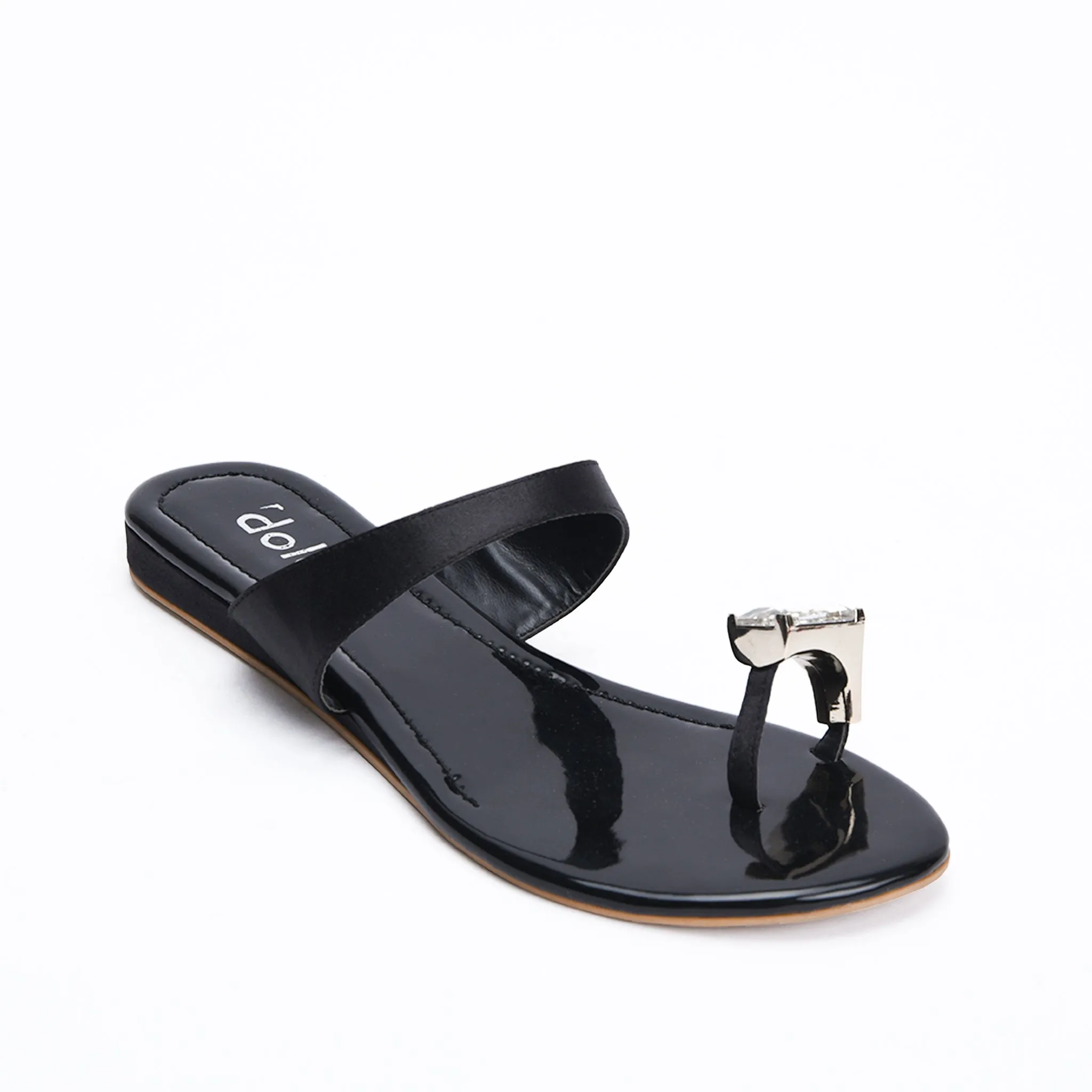 Elegant Black Toe-Ring Slippers | 796Q-C