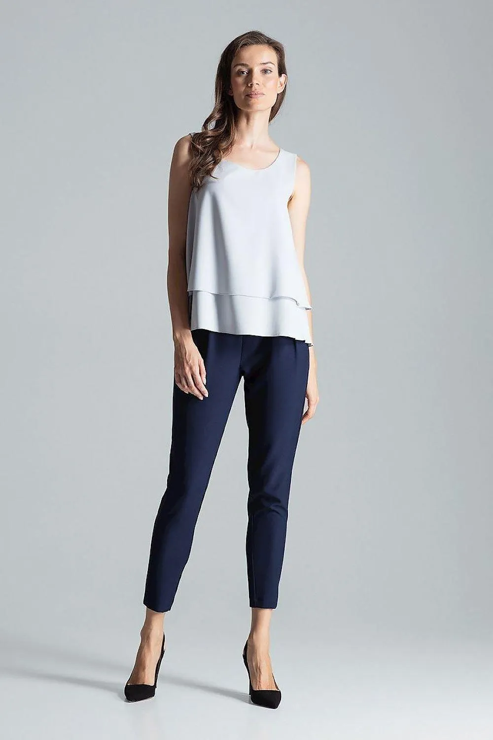 Elegant Flared Hem Sleeveless Layered Top