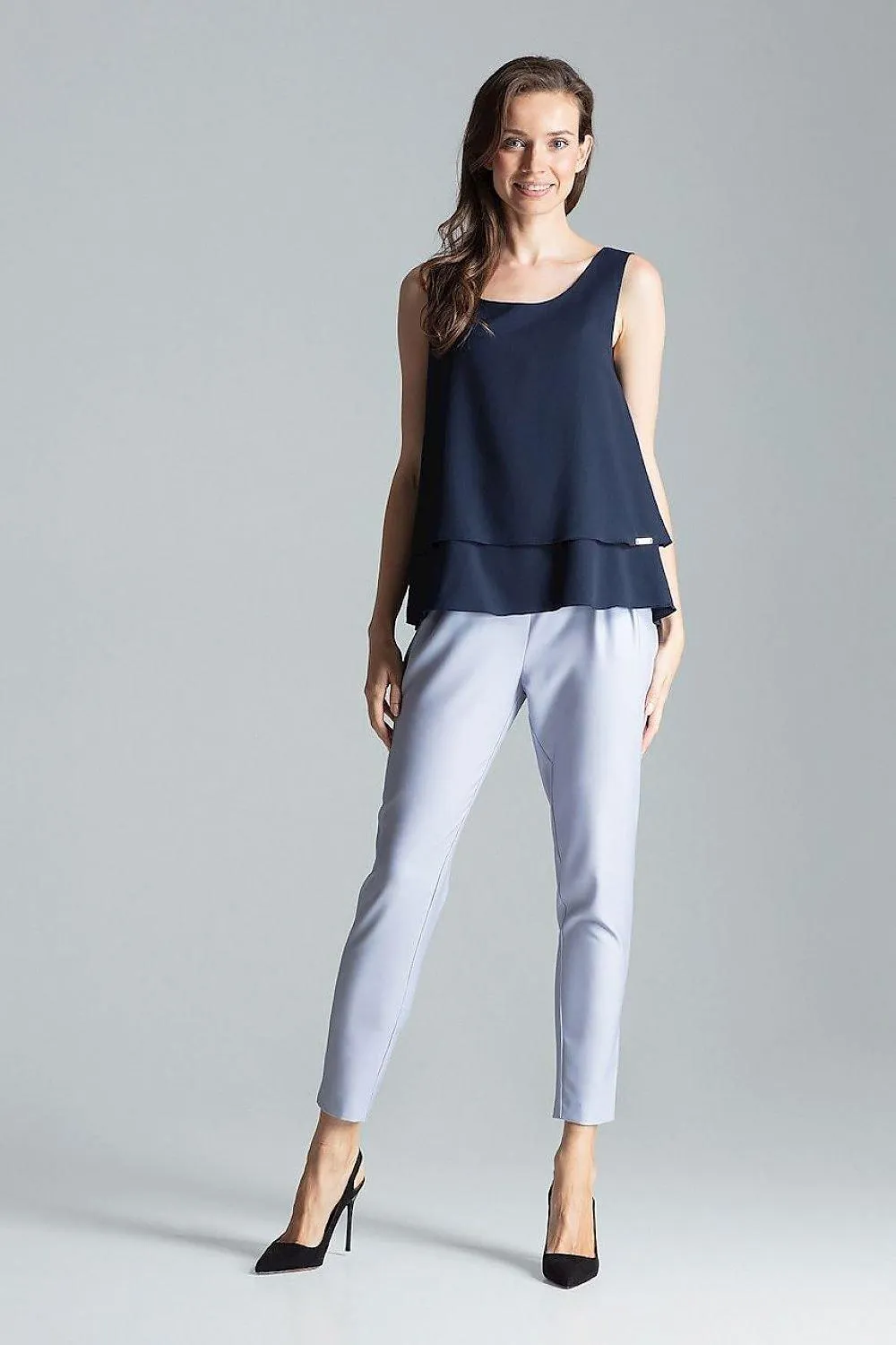 Elegant Flared Hem Sleeveless Layered Top