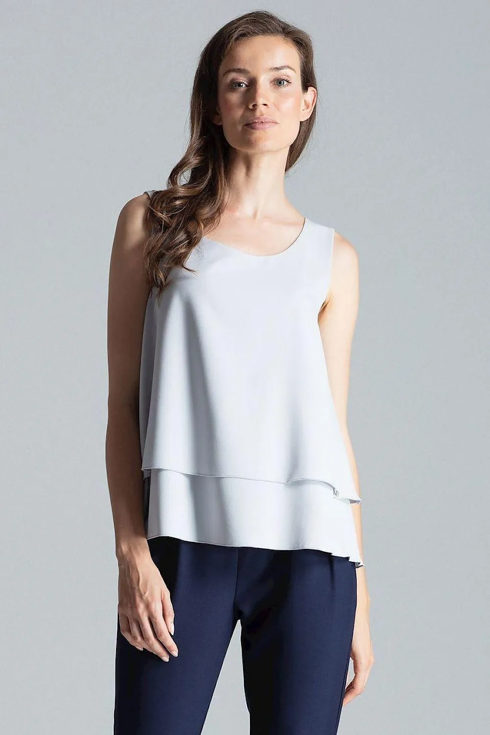 Elegant Flared Hem Sleeveless Layered Top