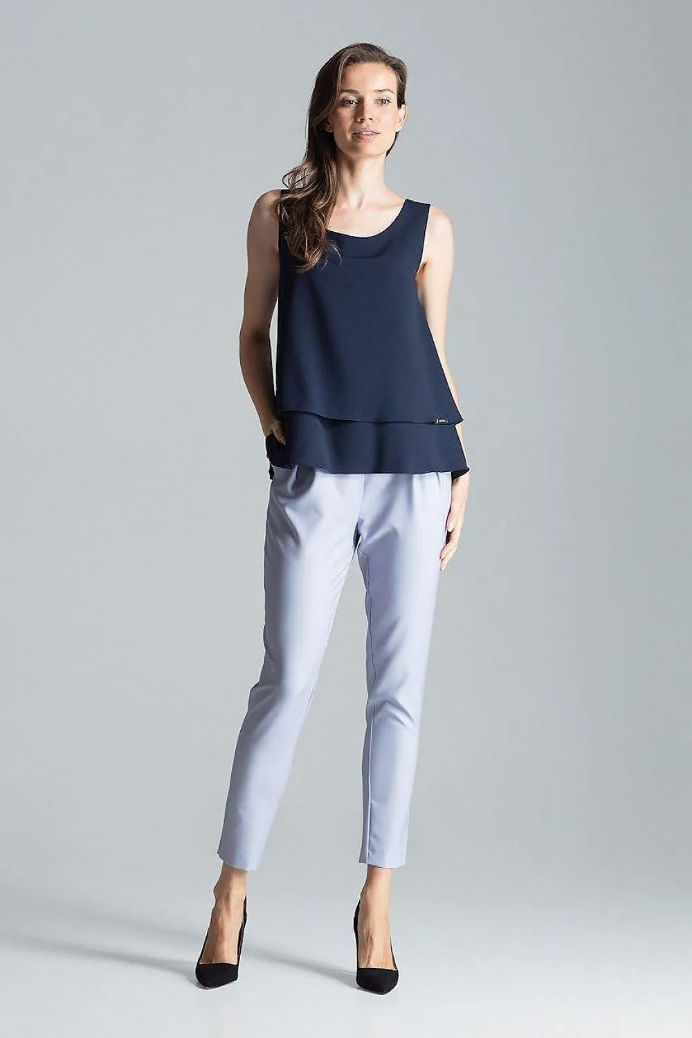 Elegant Flared Hem Sleeveless Layered Top