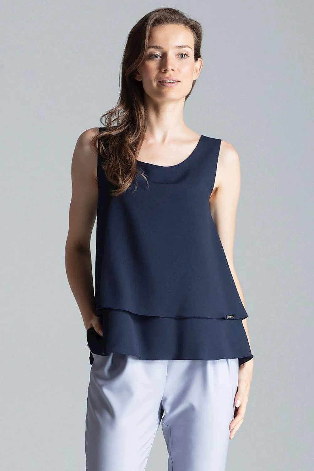 Elegant Flared Hem Sleeveless Layered Top