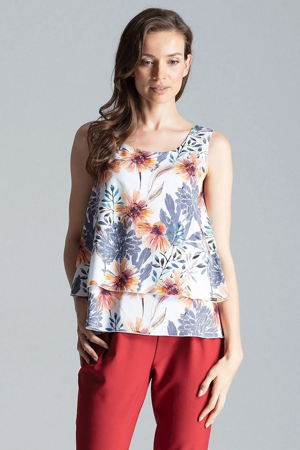 Elegant Flared Hem Sleeveless Layered Top