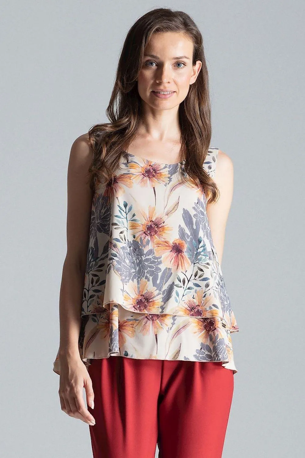 Elegant Flared Hem Sleeveless Layered Top