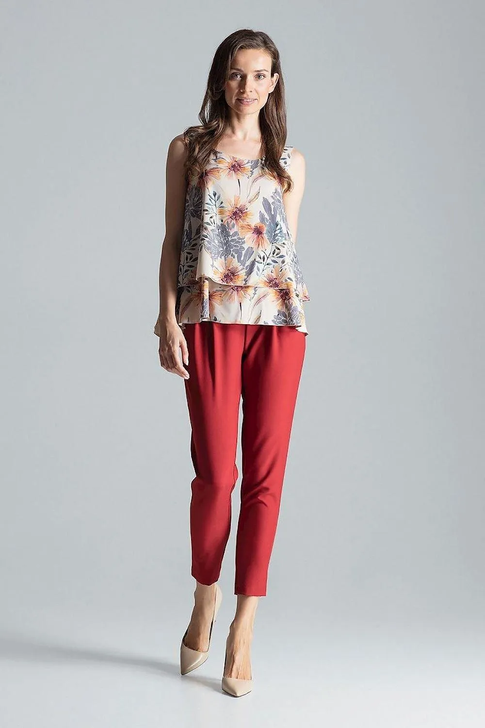 Elegant Flared Hem Sleeveless Layered Top