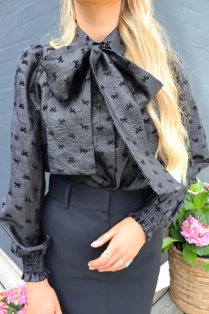 ELINA-LS-BLOUSE - BLACK BOW