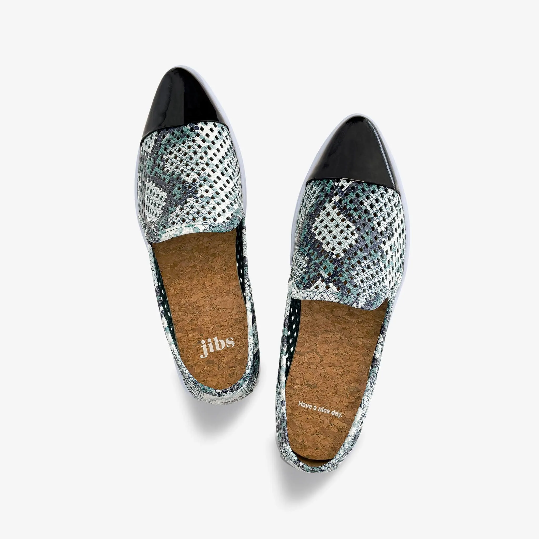 Jibs Slim Teal Python Print