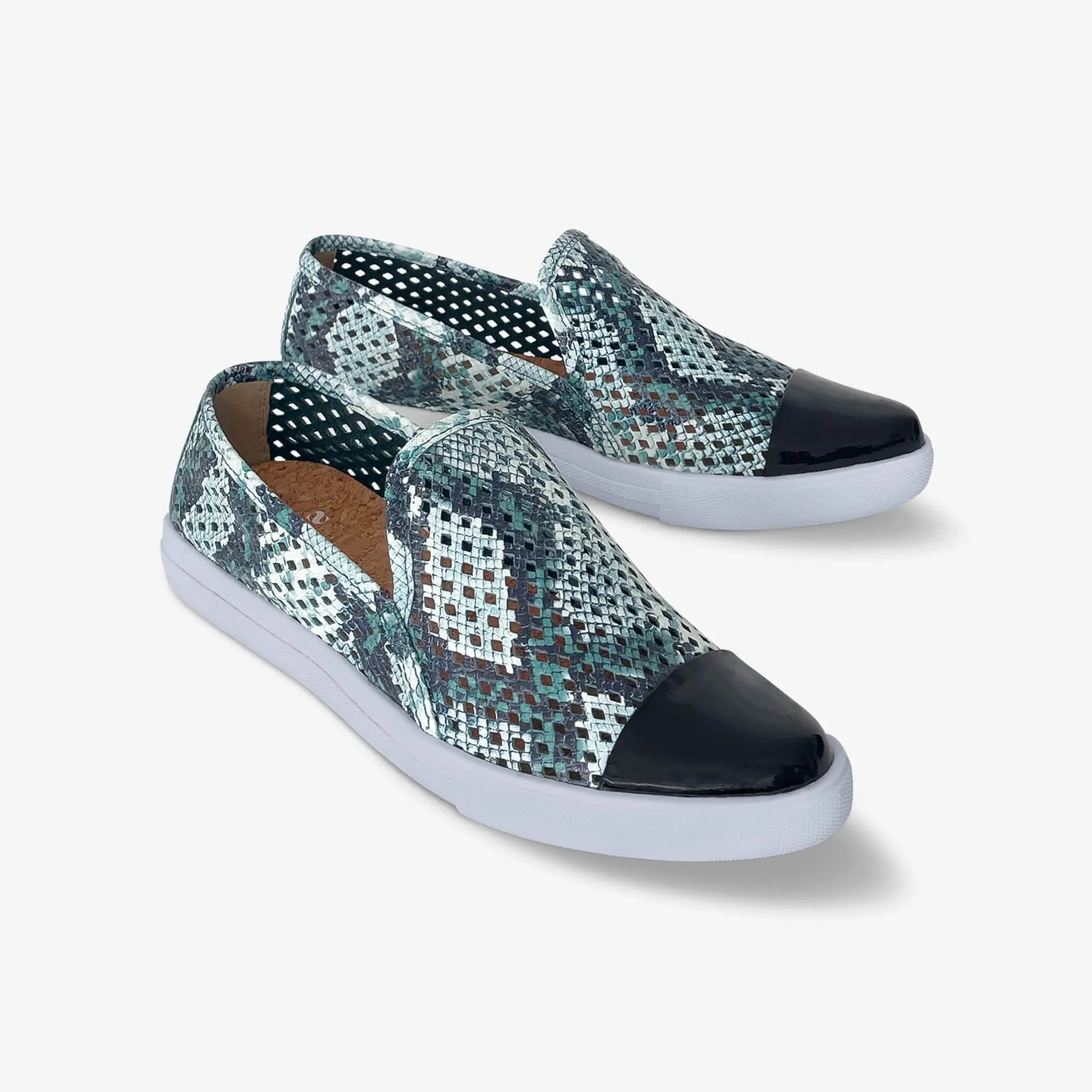 Jibs Slim Teal Python Print