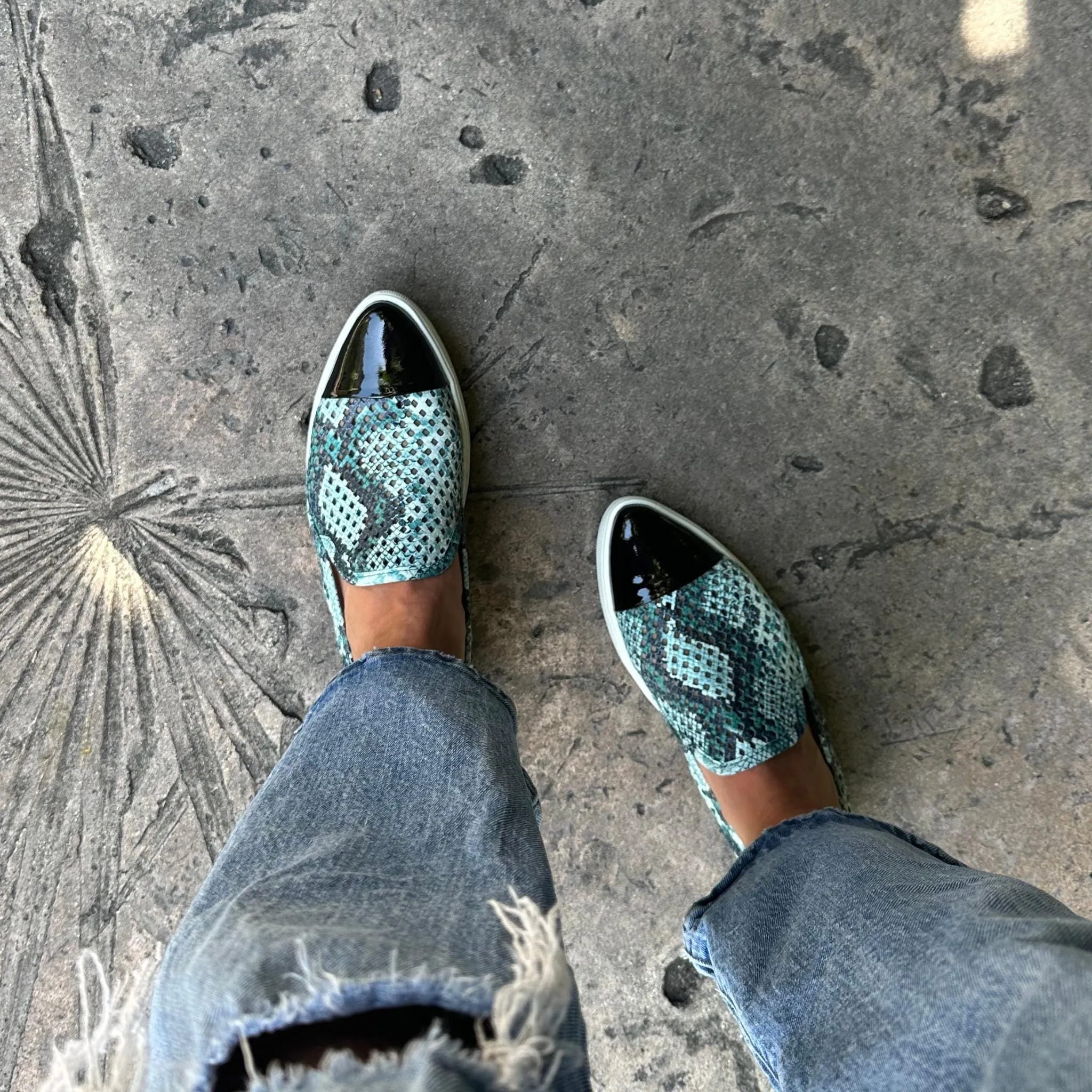 Jibs Slim Teal Python Print