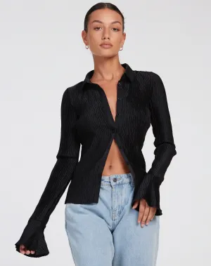 Keani Long Sleeve Shirt in Crinkle Black