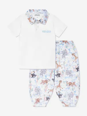 KENZO Baby Boys Polo Shirt And Trousers Set in White