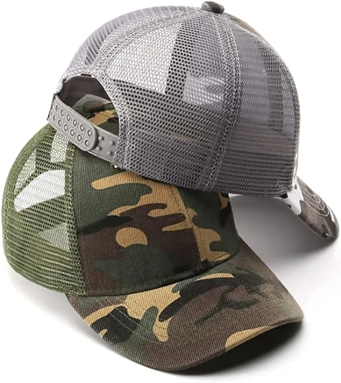 Kids Camo Baseball Cap Mesh Sun Hat Cotton Snapback Trucker Cap UV Protection Visor Headwear Quick Dry Breathable Outdoor Sports Hat Cap Cycling