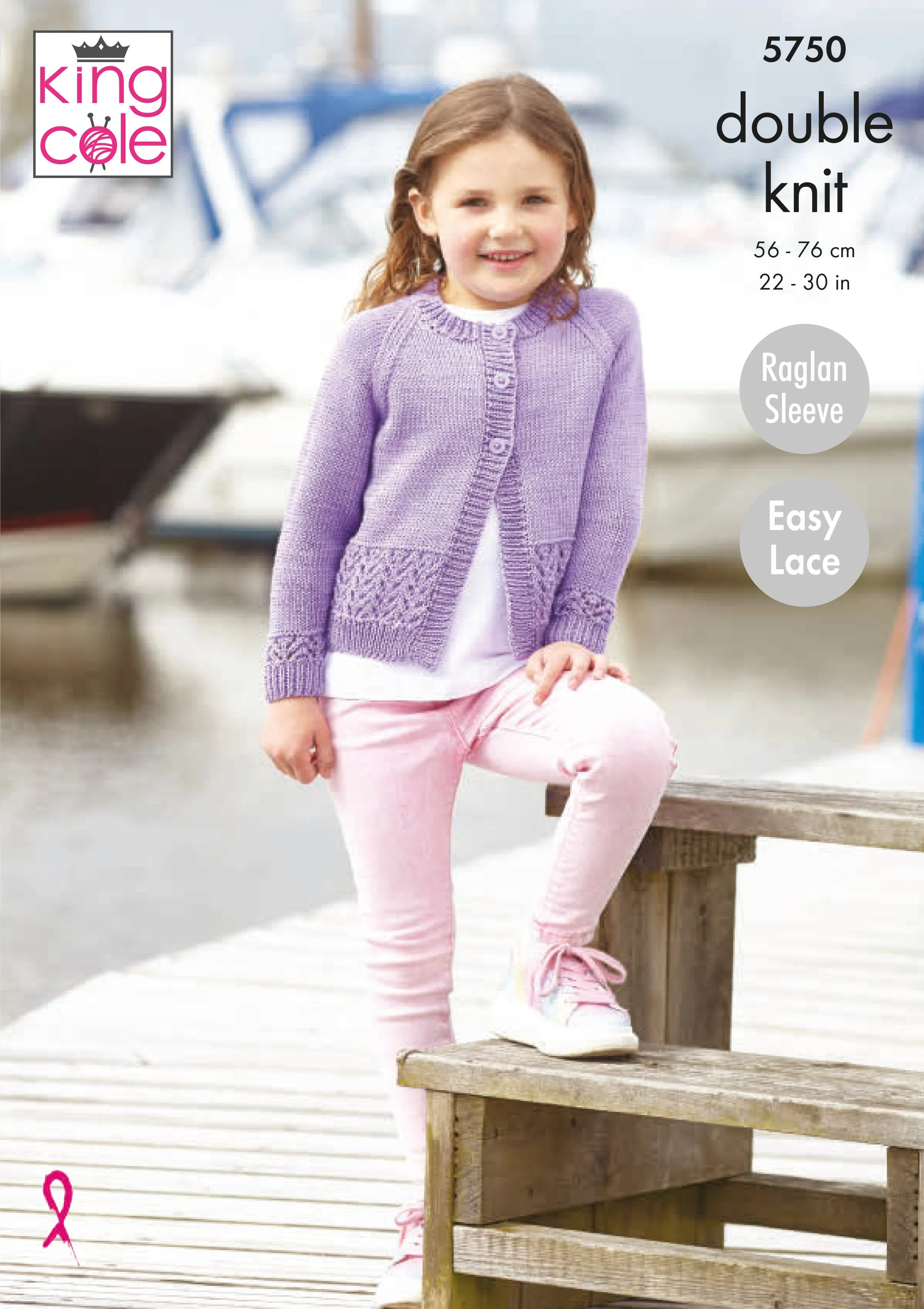 King Cole 5750 Double Knitting Pattern for Easy Lace Cardigans (22-30 in)