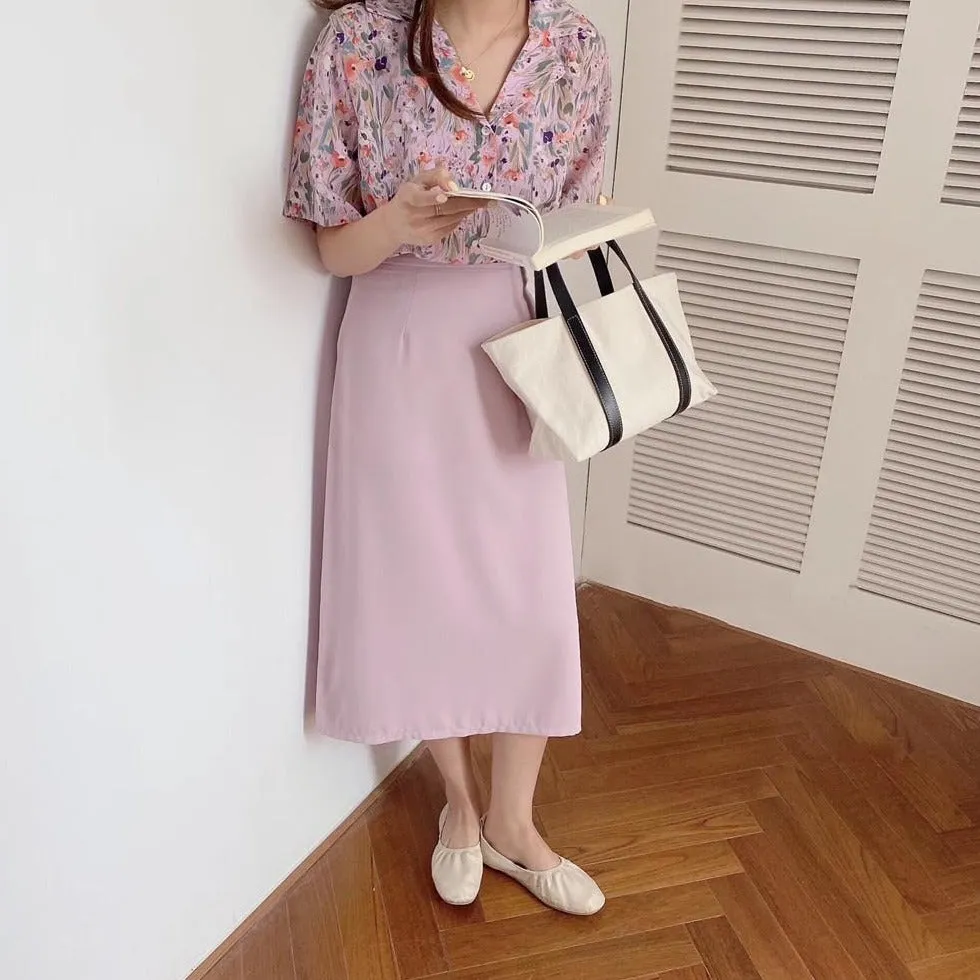 [Korean Style] Coraline High Waisted Pastel Slim Skirt