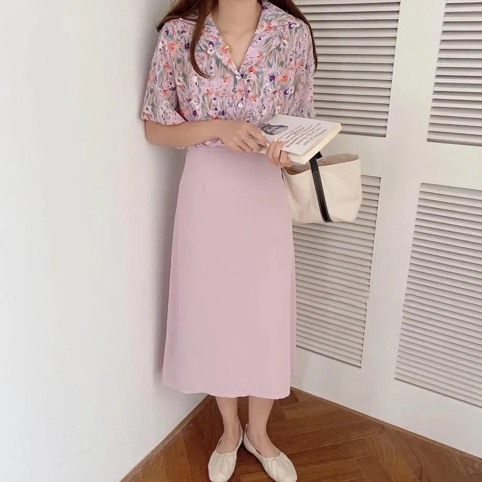 [Korean Style] Coraline High Waisted Pastel Slim Skirt