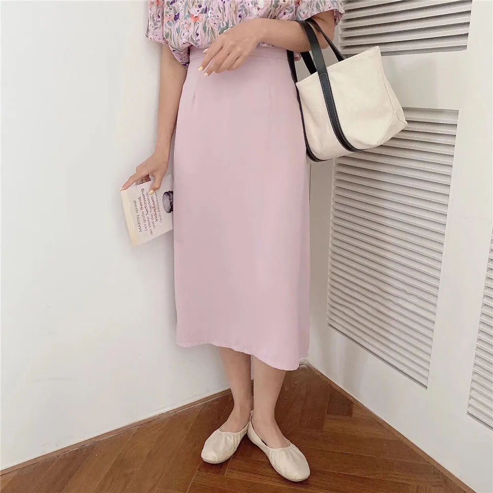 [Korean Style] Coraline High Waisted Pastel Slim Skirt