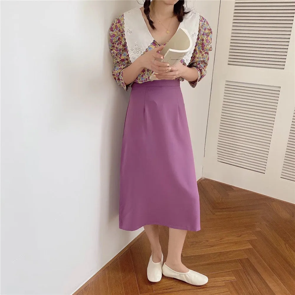 [Korean Style] Coraline High Waisted Pastel Slim Skirt