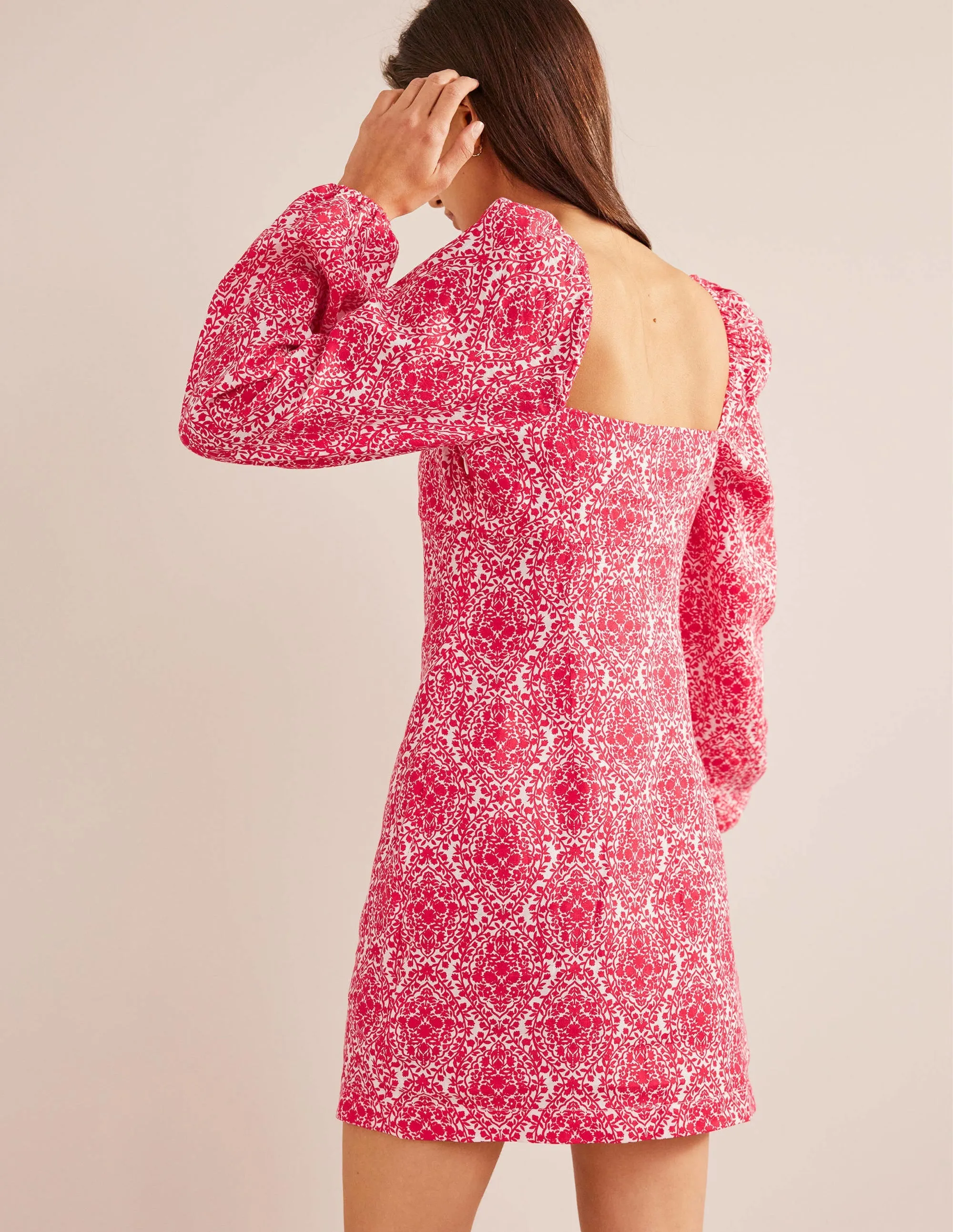 Linen Mini Shift Dress-Pop Peony, Vine Terrace