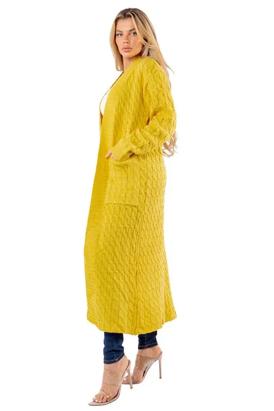 Maxi Cardigan in Yellow and Gray