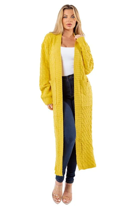 Maxi Cardigan in Yellow and Gray