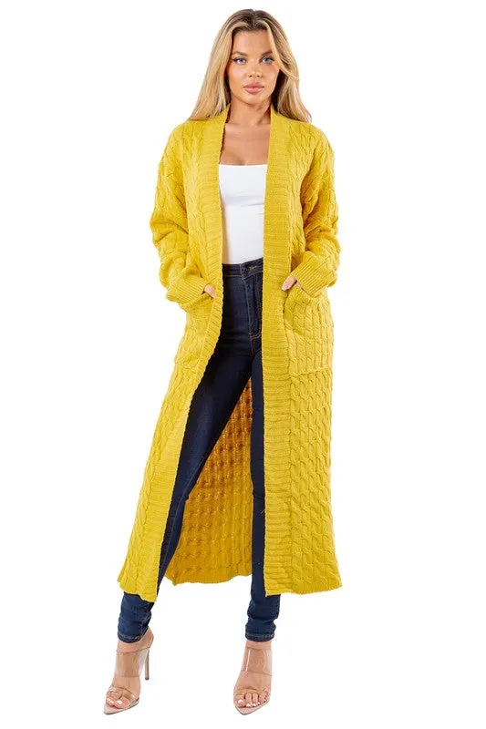 Maxi Cardigan in Yellow and Gray