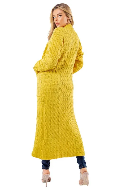 Maxi Cardigan in Yellow and Gray