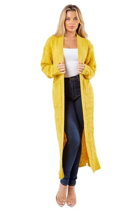 Maxi Cardigan in Yellow and Gray