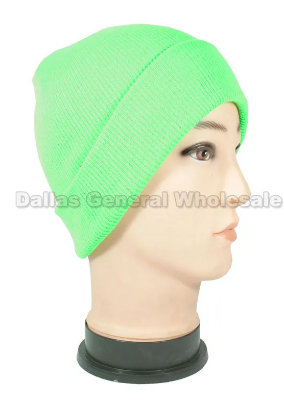 Neon Color Knitted Beanie Hats Wholesale