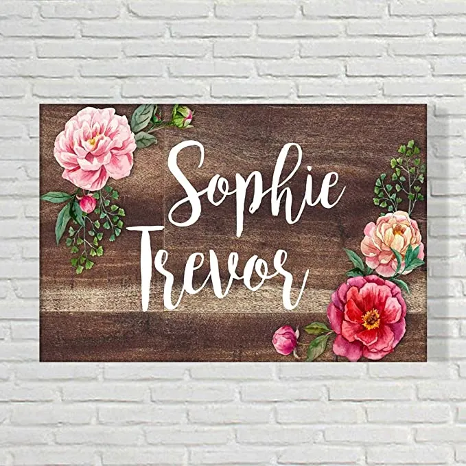 Personalized Name Plates for Home Flats Restaurants Office Cafe - Floral Roses