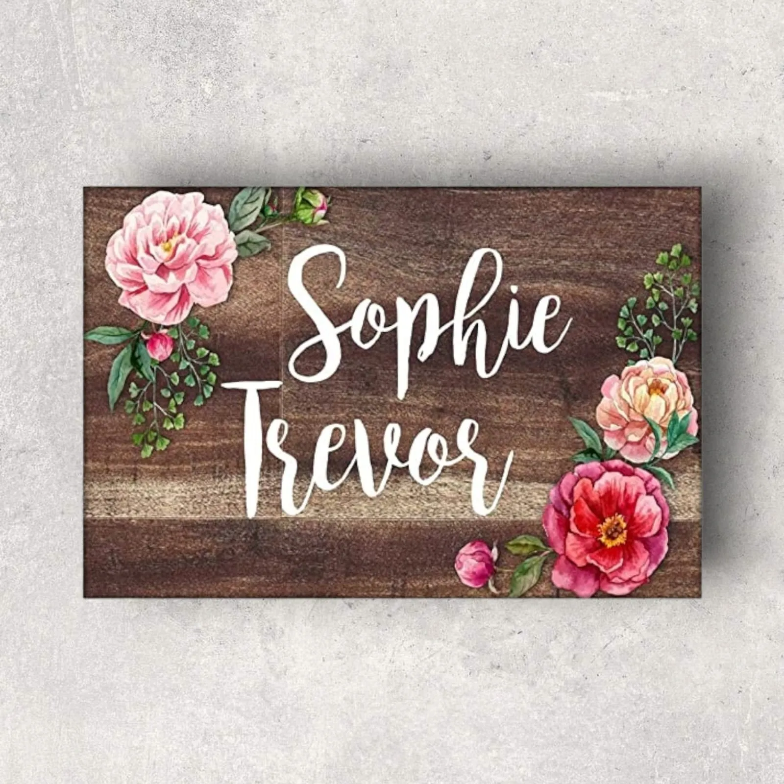 Personalized Name Plates for Home Flats Restaurants Office Cafe - Floral Roses